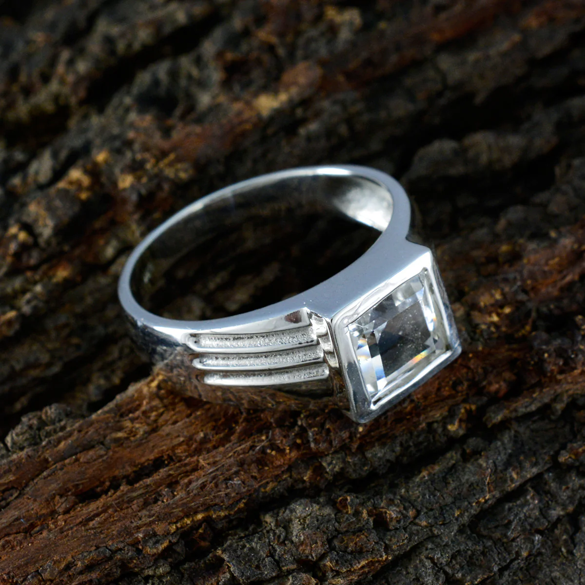 Crystal Quartz Solitaire Russian Silver White Gems Classic Romantic Ring Jewellery - Image 3