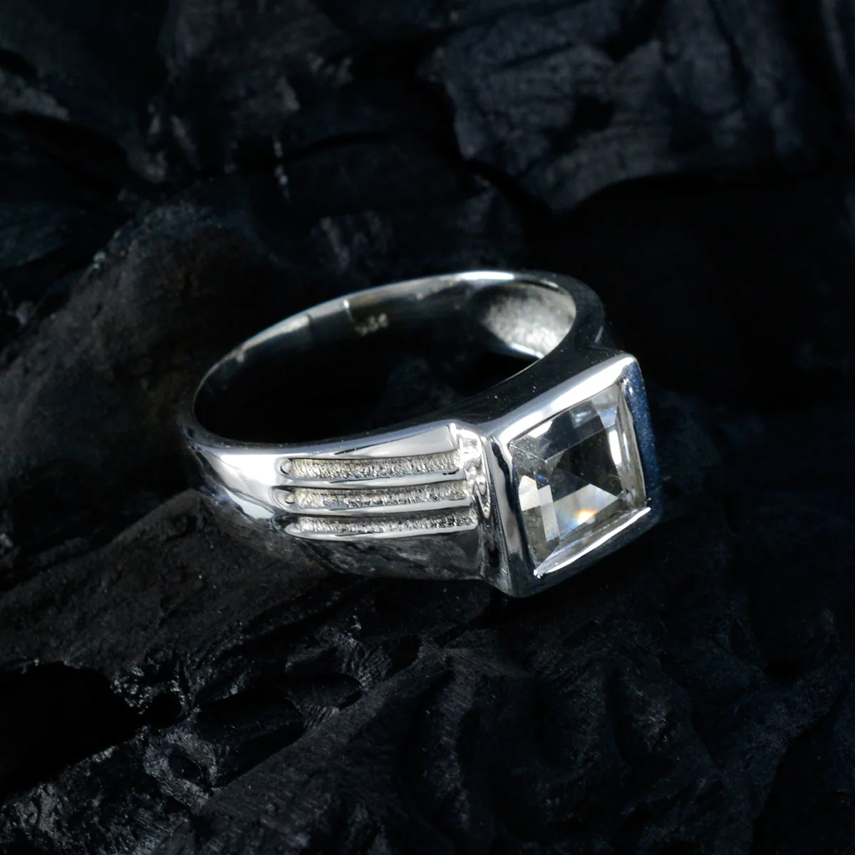 Crystal Quartz Solitaire Russian Silver White Gems Classic Romantic Ring Jewellery - Image 4