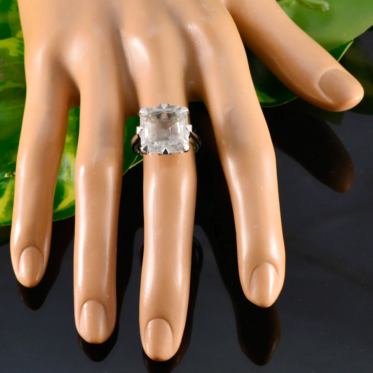Crystal Quartz Solitaire Russian Silver White Gemstone Mid-weight Boho Ring Jewelry - Image 5