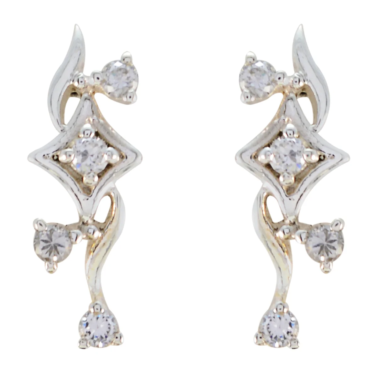 Cubic Zirconia African Julia multiple Stud White 925 Silver Earring