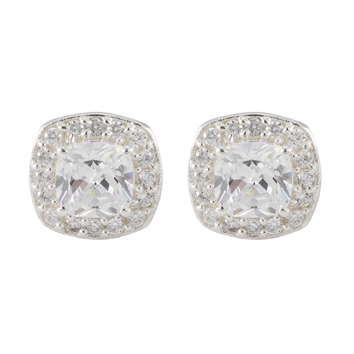 Cubic Zirconia African Sofía multiple Stud White Sterling Silver Earring