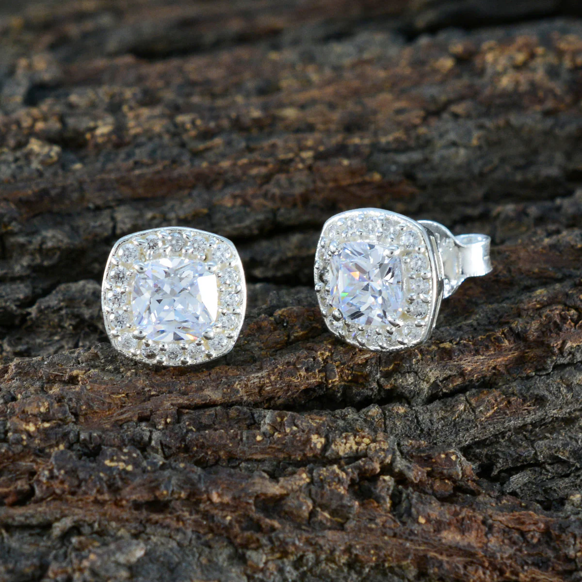 Cubic Zirconia African Sofía multiple Stud White Sterling Silver Earring - Image 3