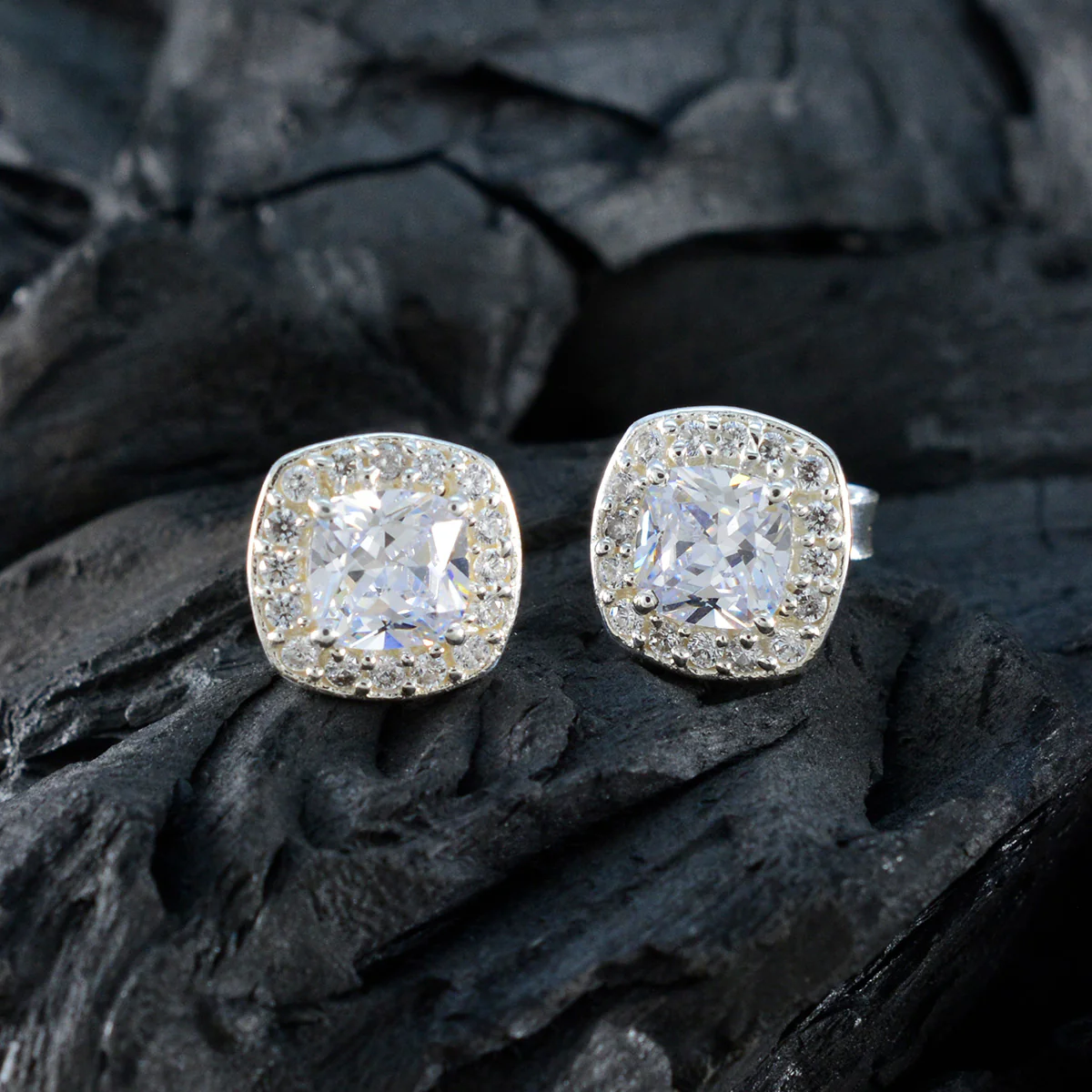 Cubic Zirconia African Sofía multiple Stud White Sterling Silver Earring - Image 4