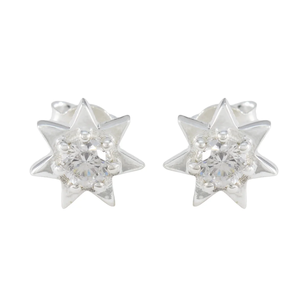 Cubic Zirconia American Clara Solitaire Stud White 925 Silver Earring