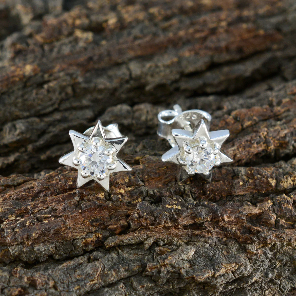 Cubic Zirconia American Clara Solitaire Stud White 925 Silver Earring - Image 3