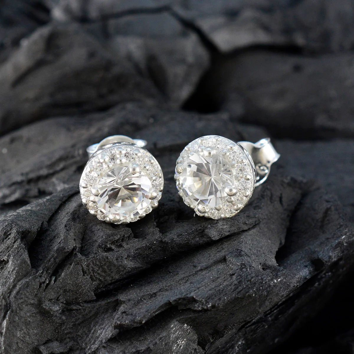 Cubic Zirconia American Lourdes multiple Stud White 92.5 Silver Earring - Image 3