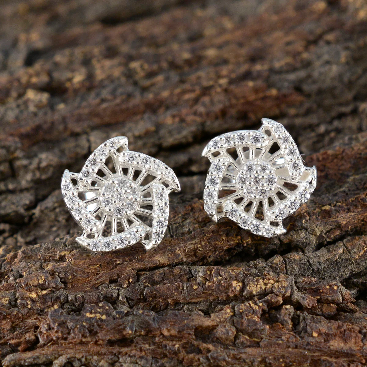 Cubic Zirconia American Micaela multiple Stud White Silver Earring - Image 4