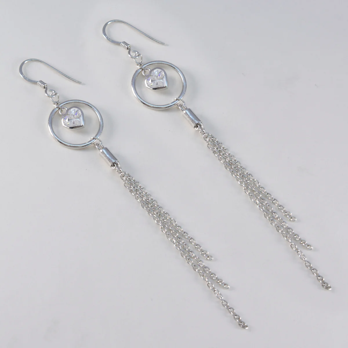 Cubic Zirconia American Paula multiple Dangle White 92.5 Silver Earring - Image 2