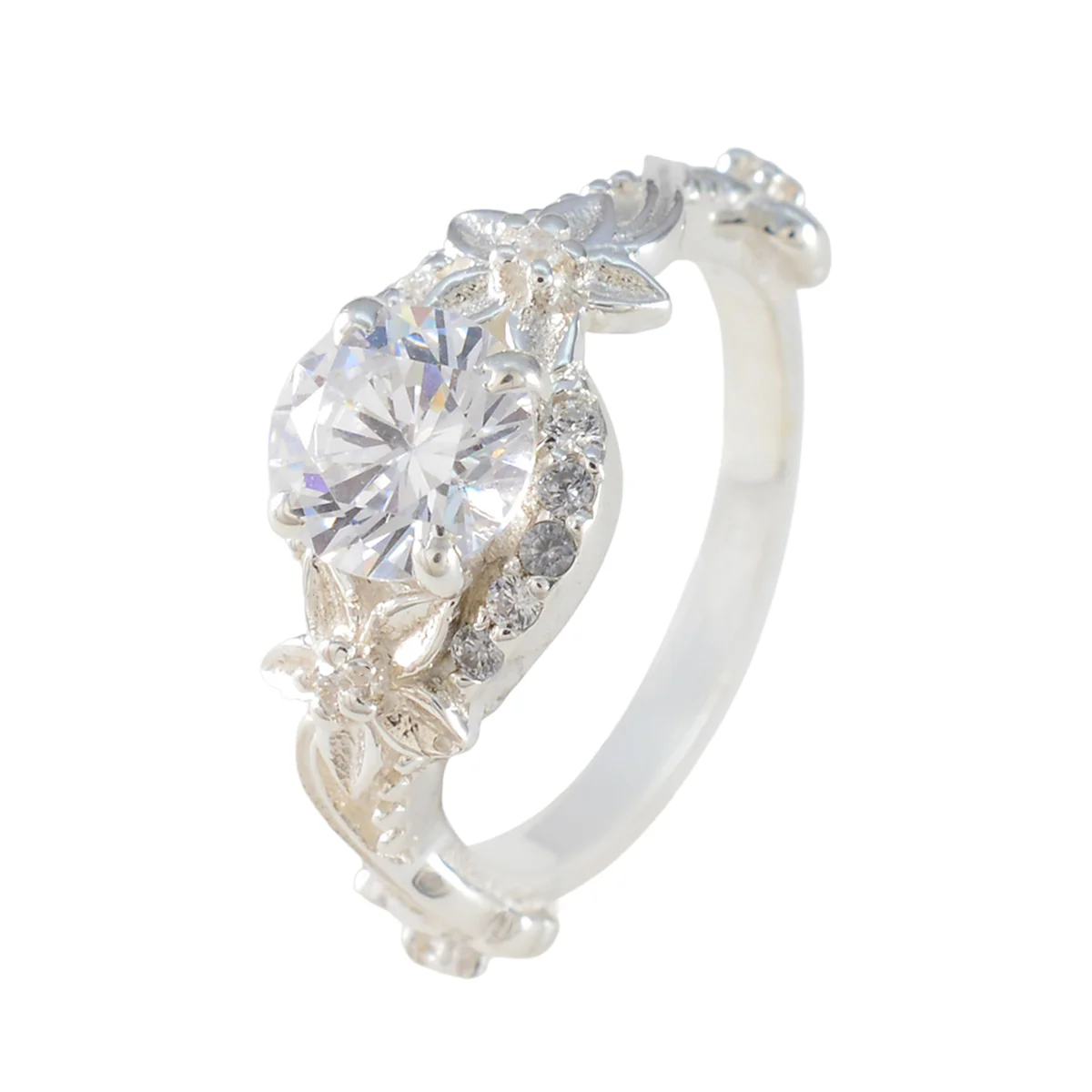 Cubic zirconia CZ Halo Egyptian Silver White Gemstones Tiny Cultural Ring Jewellery - Image 2