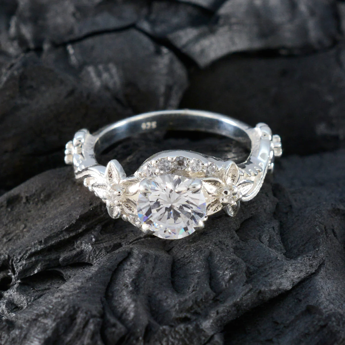 Cubic zirconia CZ Halo Egyptian Silver White Gemstones Tiny Cultural Ring Jewellery - Image 3