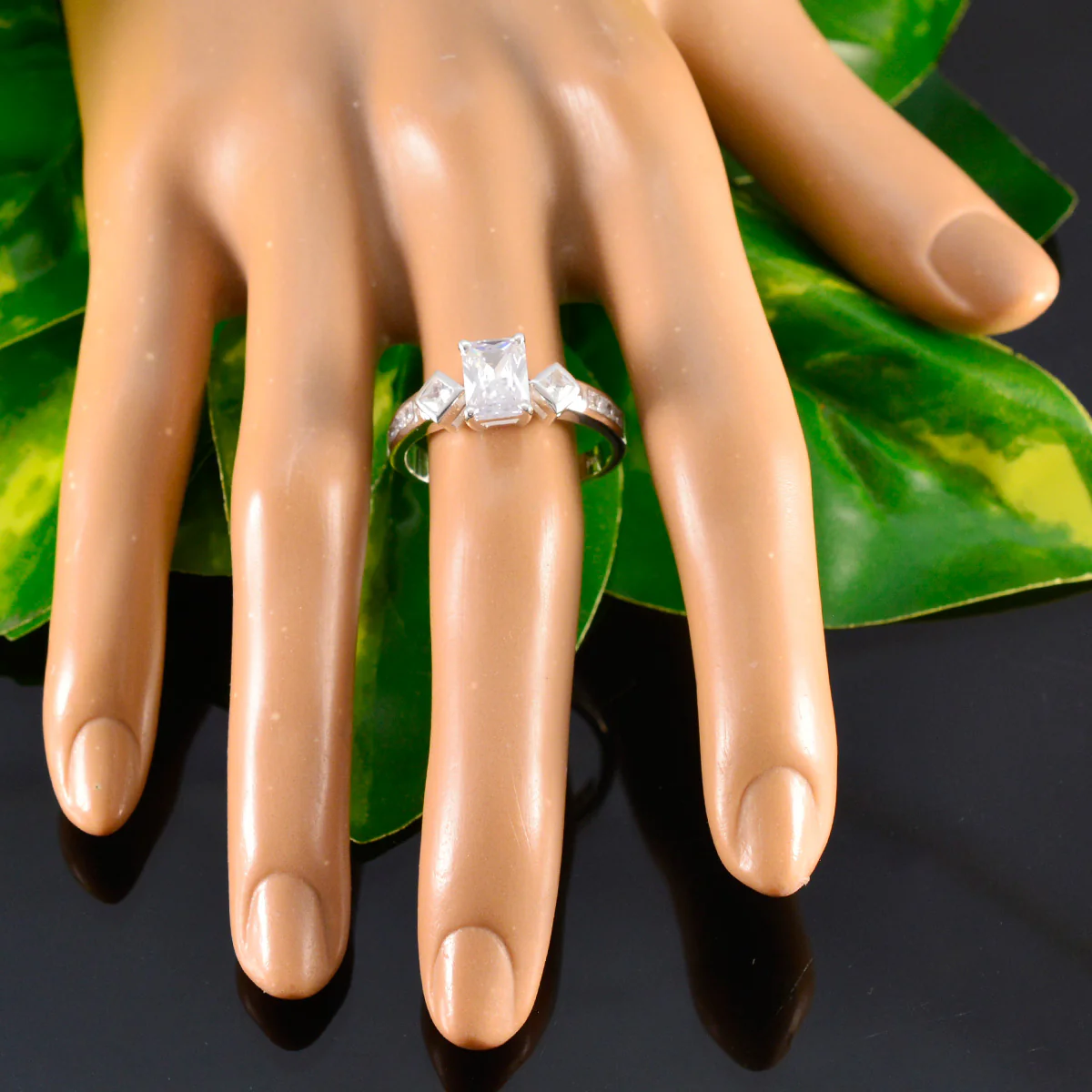Cubic zirconia CZ Halo French Sterling Silver White Gems Tiny Boho Ring Jewelry - Image 5