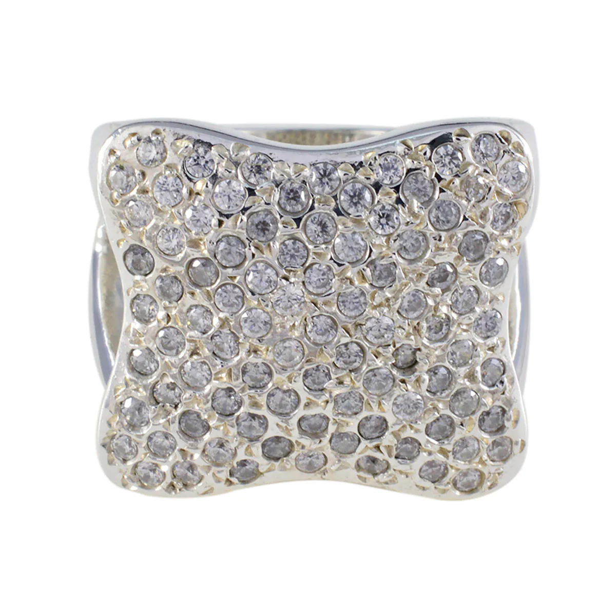 Cubic zirconia CZ multiple French Sterling Silver White Gems Chunky Heritage Ring Jewellery