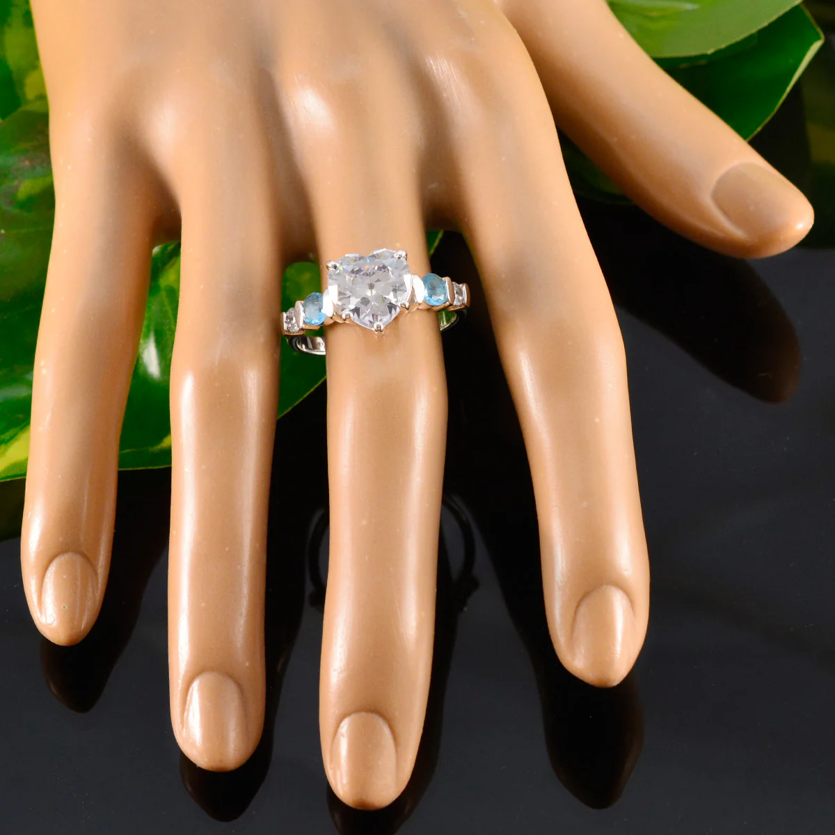 Cubic zirconia CZ Penta French Sterling Silver White Gems Tiny Glamorous Ring Jewelry - Image 5