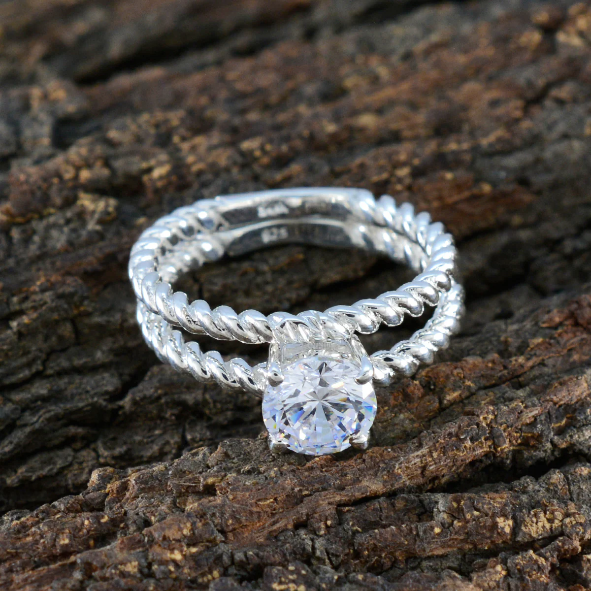 Cubic zirconia CZ Solitaire Egyptian 92.5 Silver White Gemstone Slim Graceful Ring Jewellery - Image 3