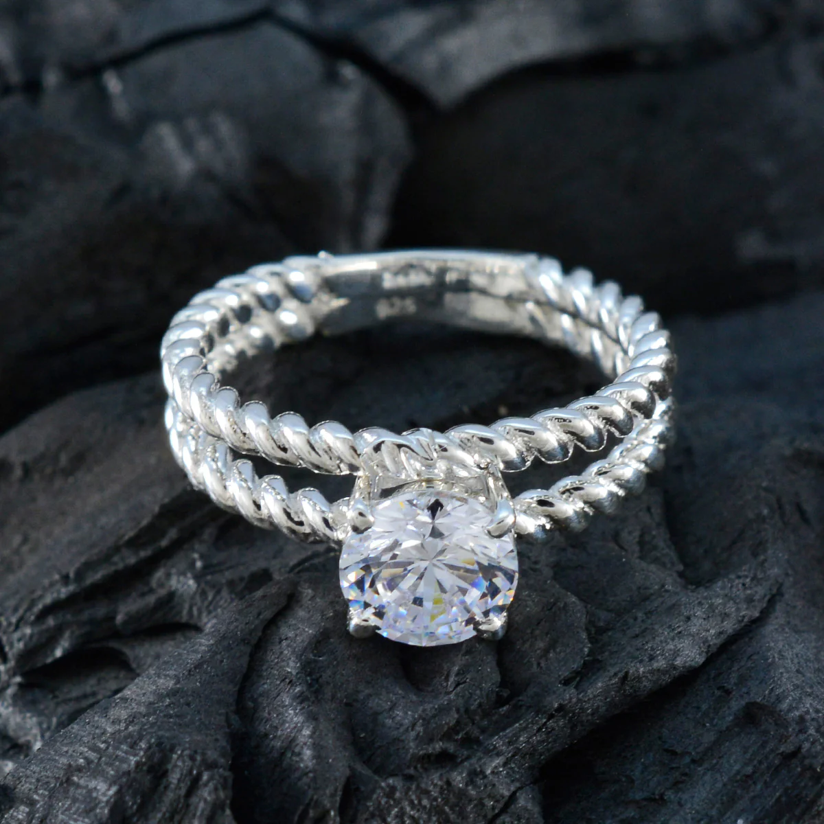 Cubic zirconia CZ Solitaire Egyptian 92.5 Silver White Gemstone Slim Graceful Ring Jewellery - Image 4
