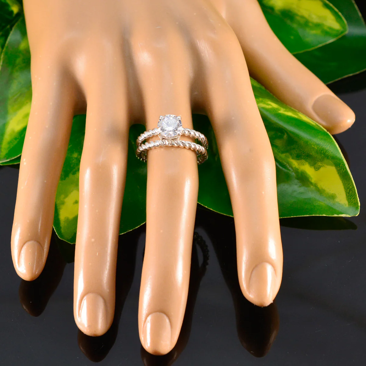 Cubic zirconia CZ Solitaire Egyptian 92.5 Silver White Gemstone Slim Graceful Ring Jewellery - Image 5