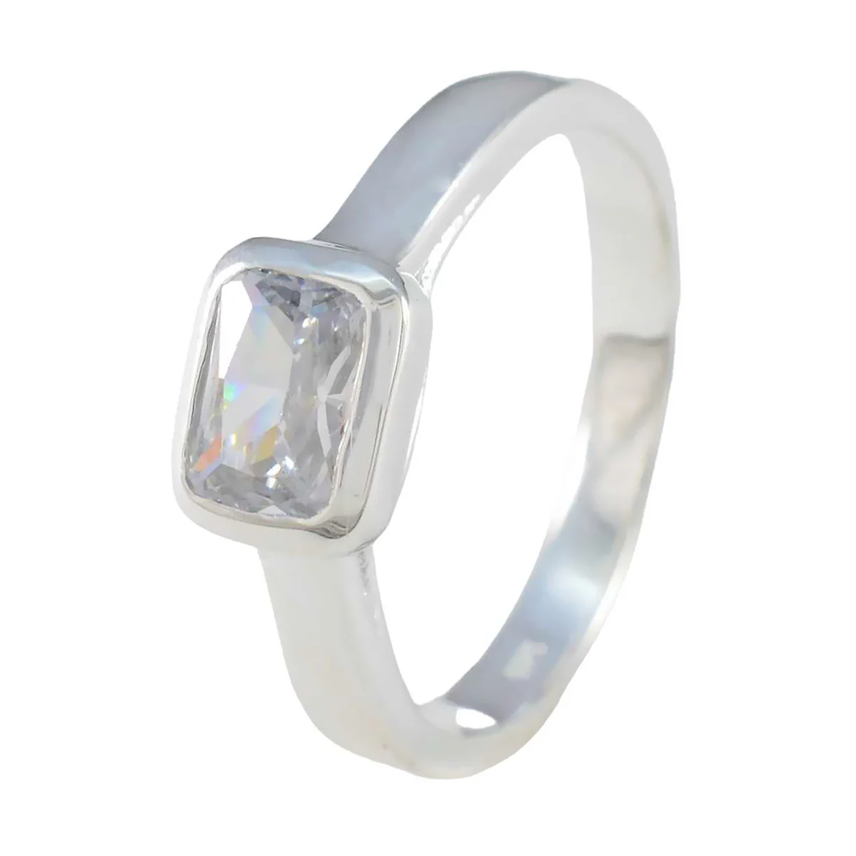 Cubic zirconia CZ Solitaire German 925 Silver White Gemstone Featherlight Abstract Ring Jewelry - Image 2