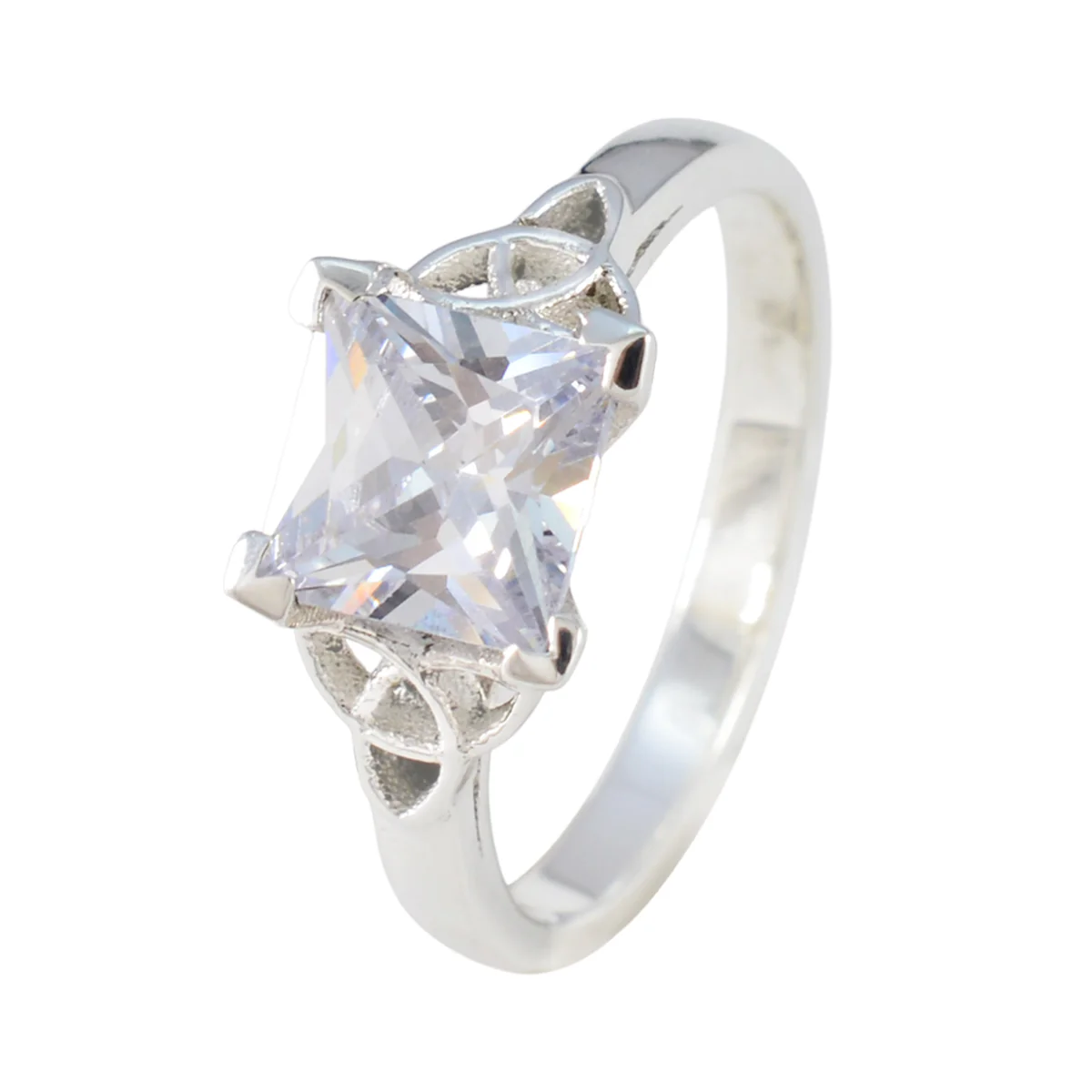Cubic zirconia CZ Solitaire German Sterling Silver White Gemstones Featherlight Trendy Ring Jewelry - Image 2