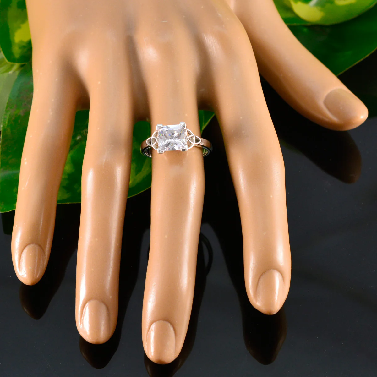 Cubic zirconia CZ Solitaire German Sterling Silver White Gemstones Featherlight Trendy Ring Jewelry - Image 5