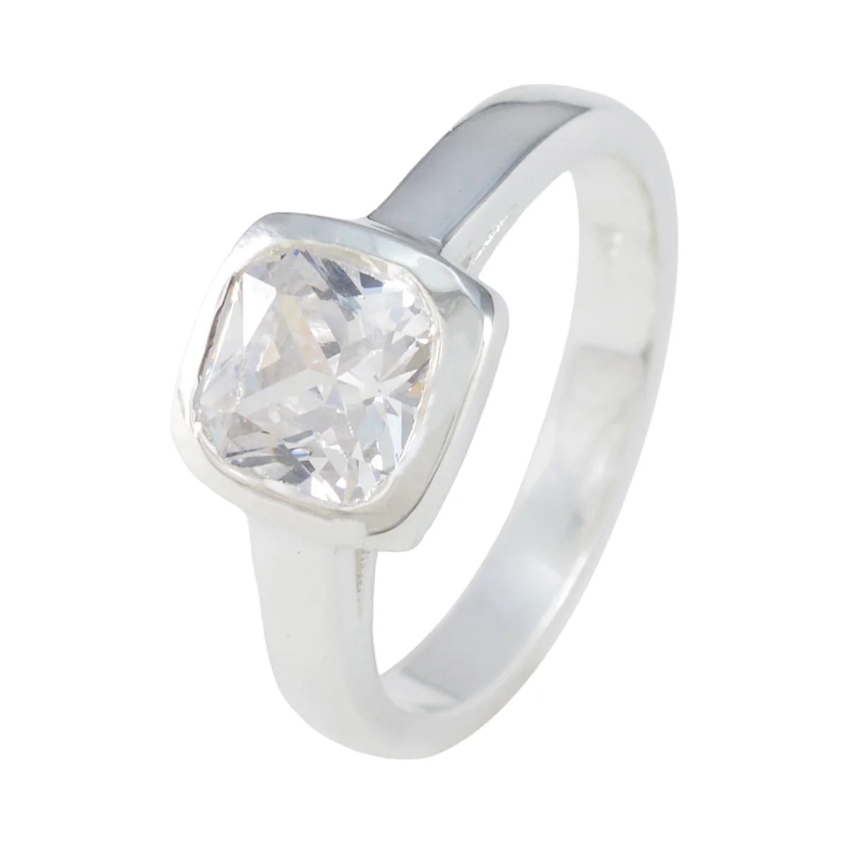 Cubic zirconia CZ Solitaire Indian Silver White Gems Featherlight Modern Ring Jewellery - Image 2