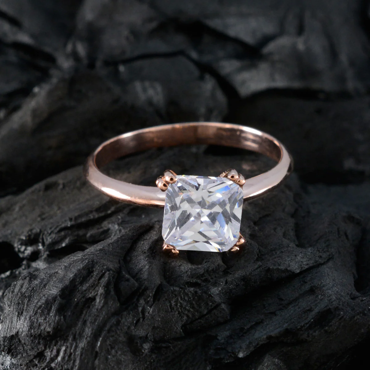 Cubic zirconia CZ Solitaire Korean 925 Silver White Gems Whisper-thin valentine Ring Jewellery - Image 4