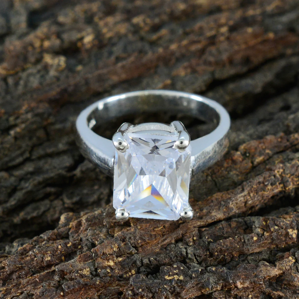 Cubic zirconia CZ Solitaire Russian 925 Silver White Gemstone Minimal Feminine Ring Jewelry - Image 3