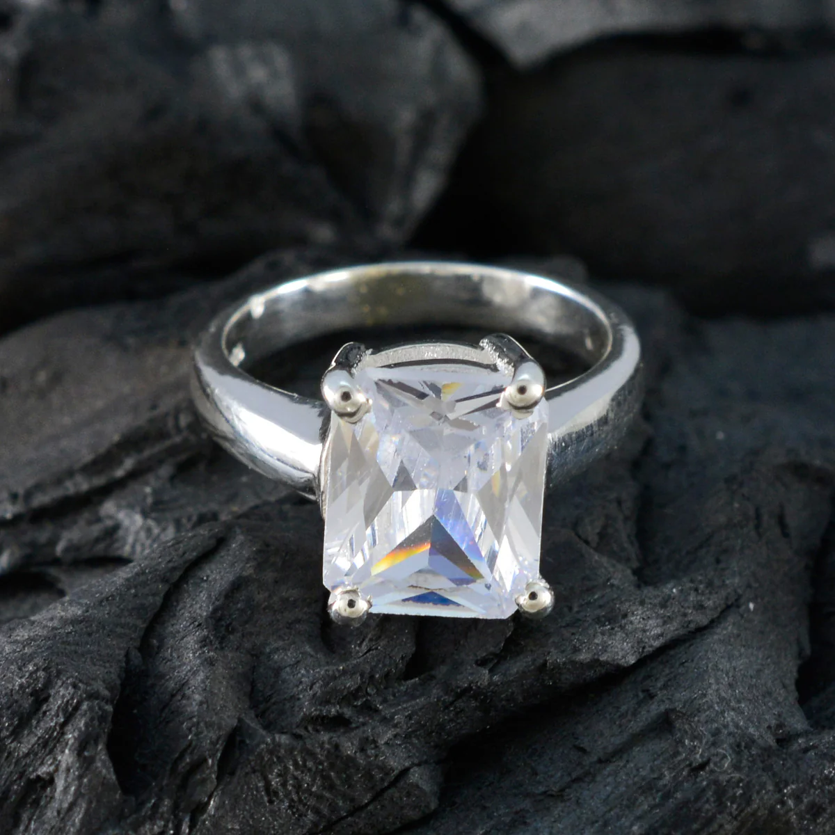 Cubic zirconia CZ Solitaire Russian 925 Silver White Gemstone Minimal Feminine Ring Jewelry - Image 4
