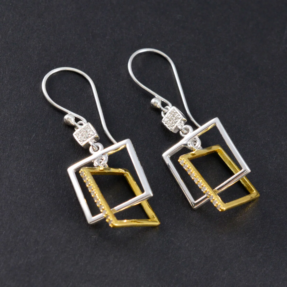 Cubic Zirconia Egyptian Alejandra multiple Dangle White 925 Sterling Silver Earring - Image 2