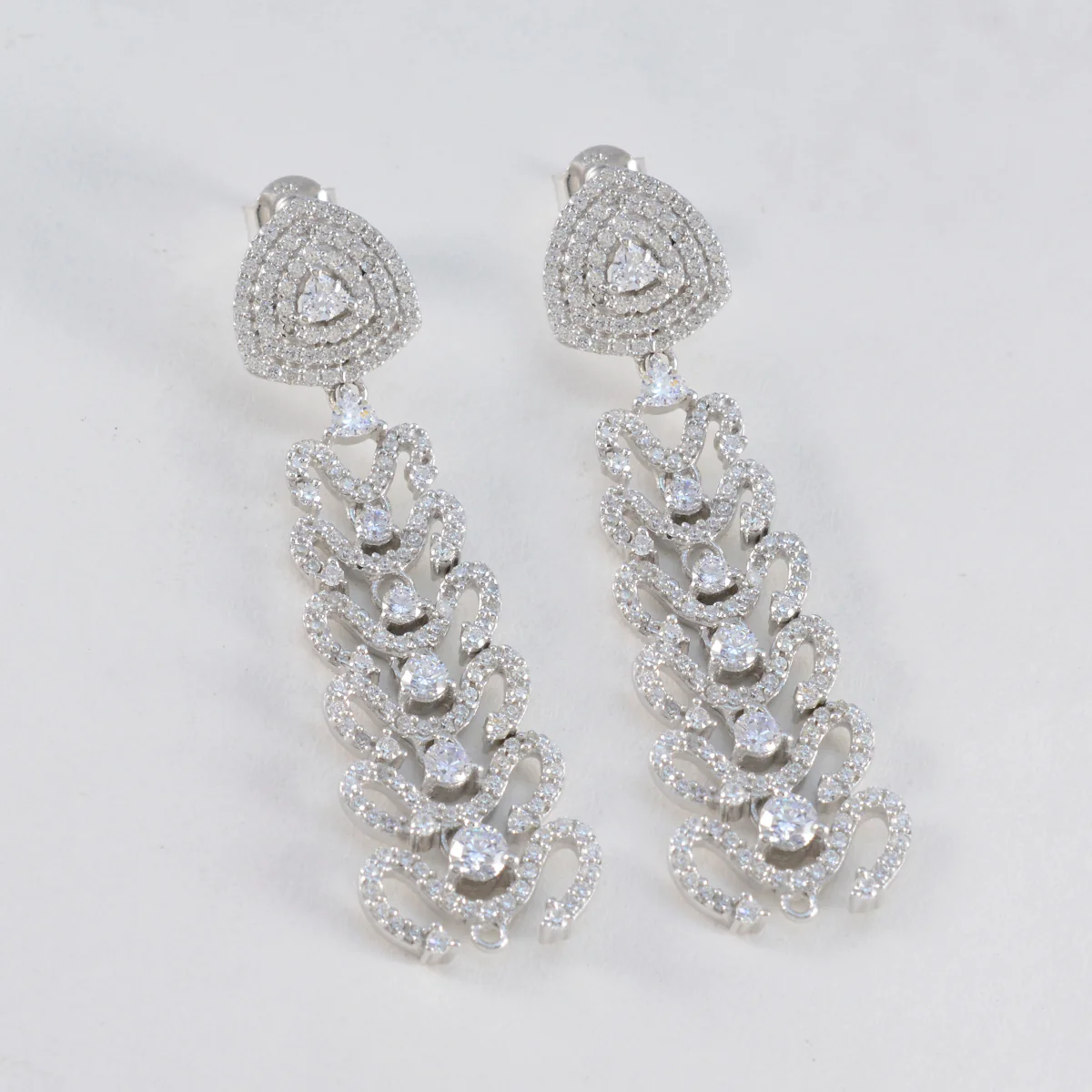 Cubic Zirconia Indian Araya multiple Stud White Sterling Silver Earring - Image 2