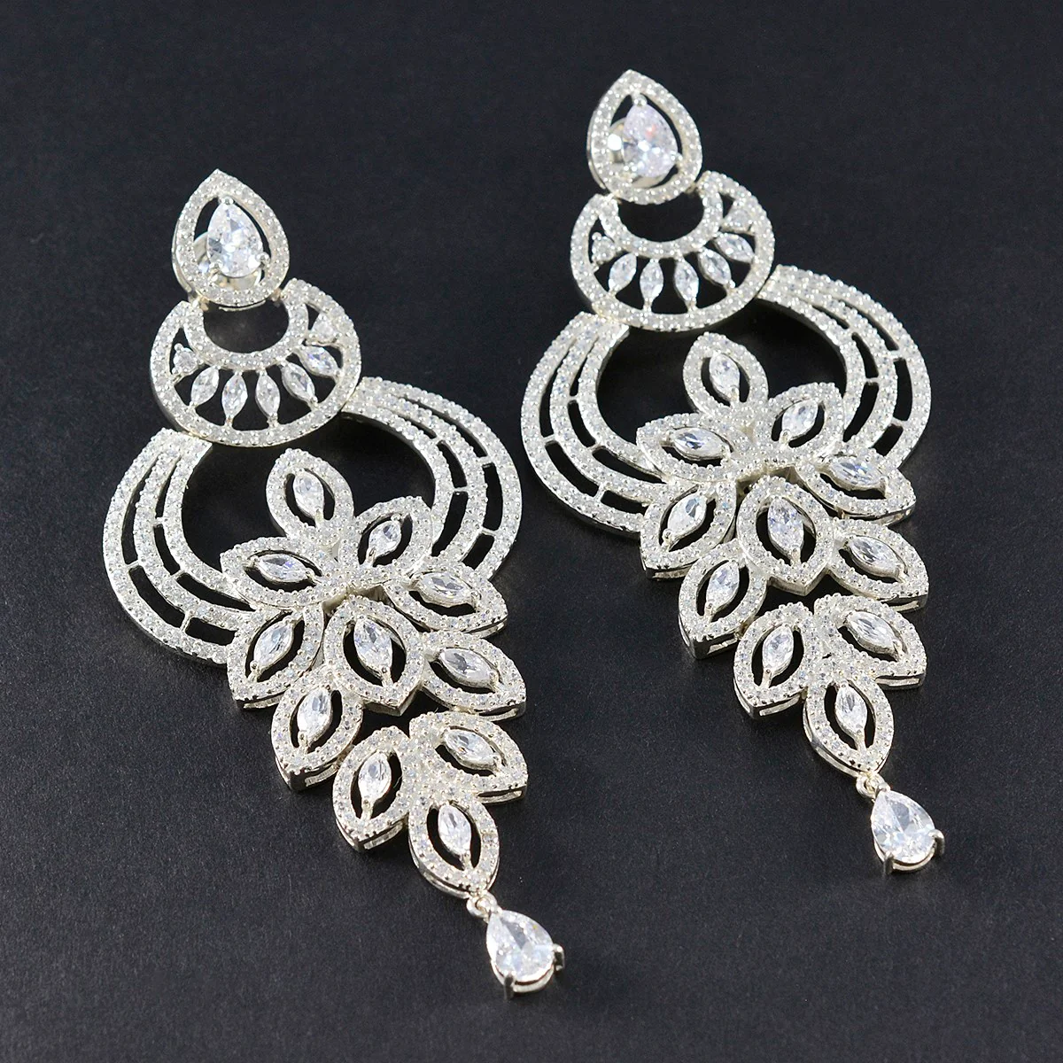 Cubic Zirconia Indian Kristine multiple Stud White 92.5 Silver Earring - Image 2