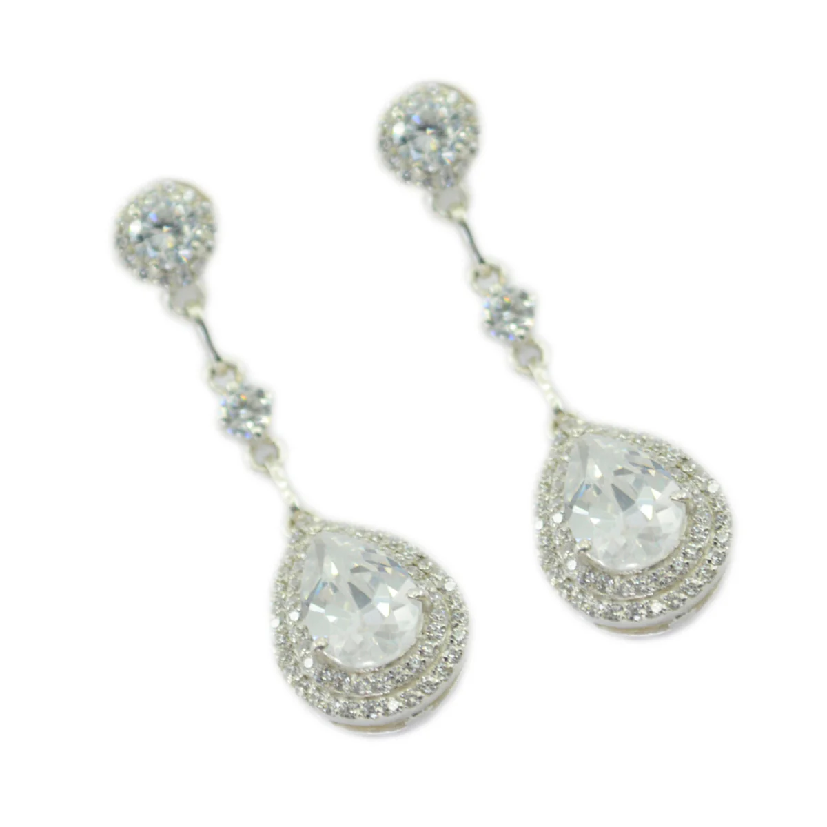 Cubic Zirconia Indian Riya multiple Stud White 925 Silver Earring - Image 3