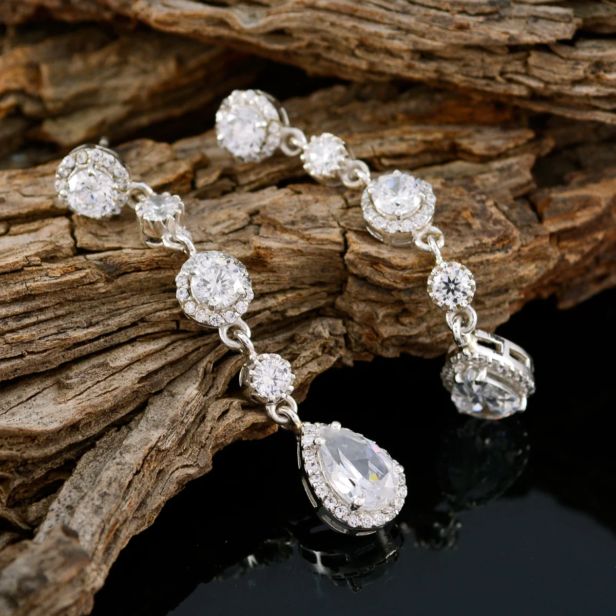 Cubic Zirconia Indian Siti multiple Stud White 92.5 Silver Earring - Image 3