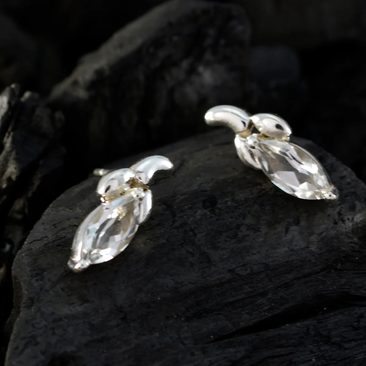 Cubic Zirconia Italian Ines Solitaire Stud White Silver Earring - Image 2