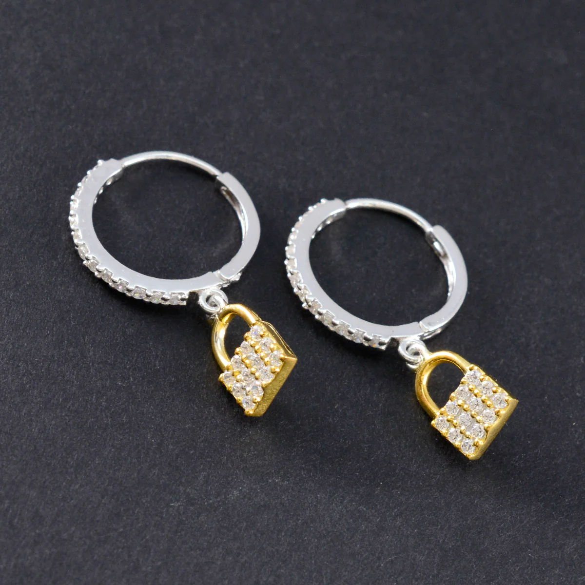 Cubic Zirconia Middle Eastern Bianca multiple Stud White Silver Earring - Image 2