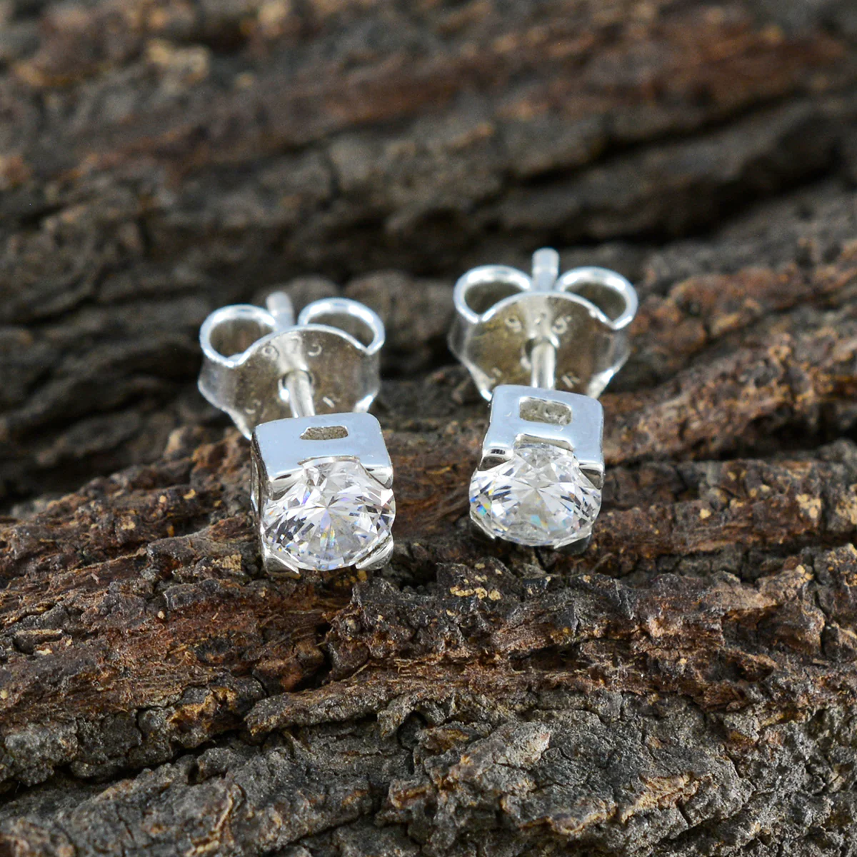 Cubic Zirconia Russian Carla Solitaire Stud White 925 Sterling Silver Earring - Image 3