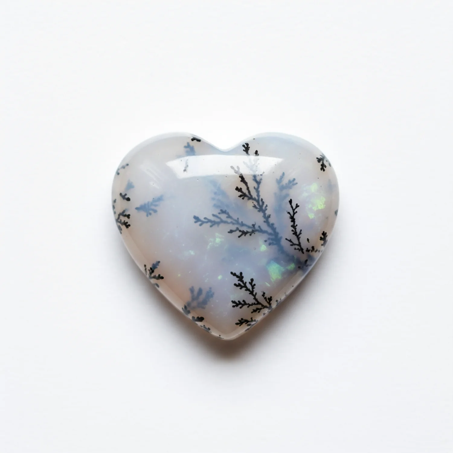 Dendrite Opal 10PC Tiny 4x4 MM Heart Cabochon White Shine semi Precious Loose Gems - Image 2