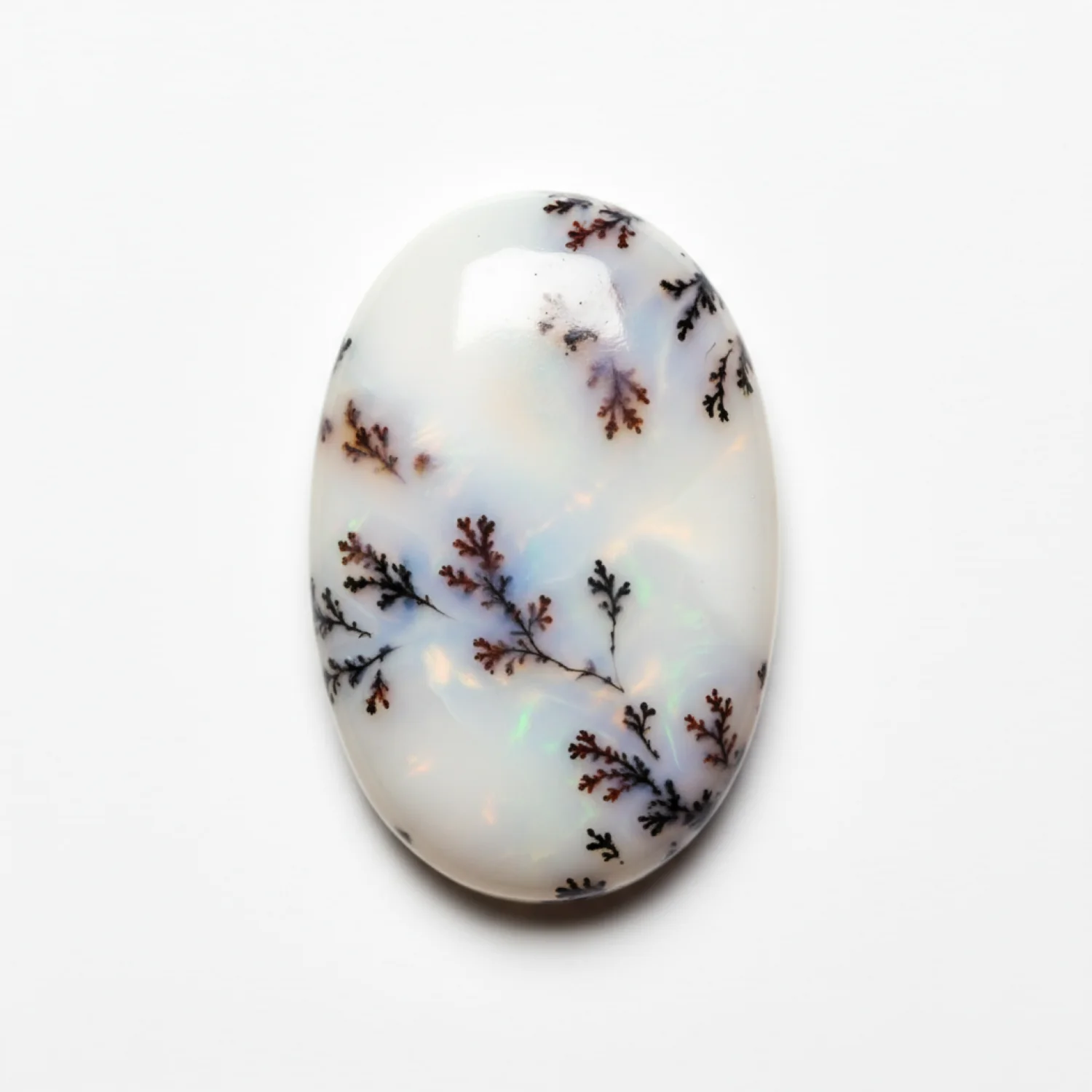 Dendrite Opal 10PC Tiny 4x6 MM Oval Cabochon White Lustrous semi Precious Loose Gemstone - Image 2