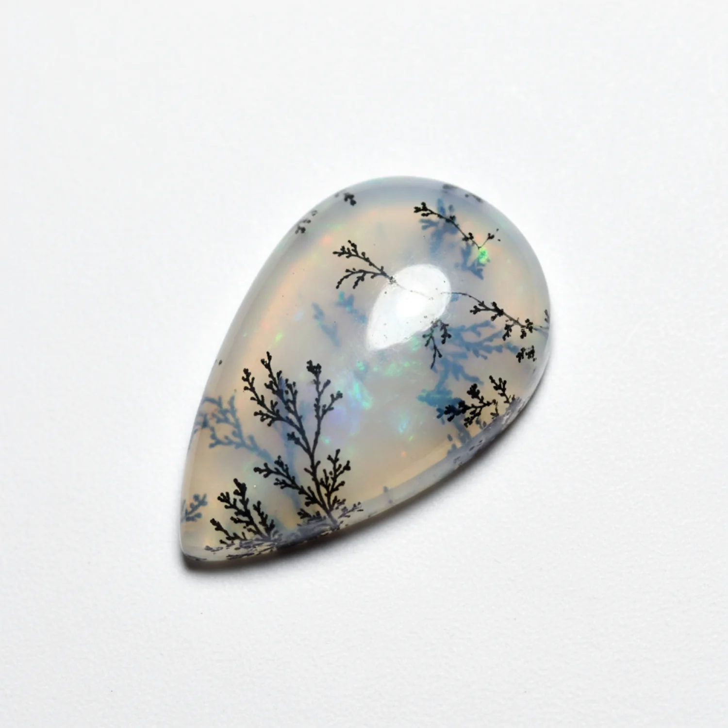 Dendrite Opal 10PC Tiny 4x6 MM Pear Cabochon White Splendid semi Precious Loose Gemstone - Image 2