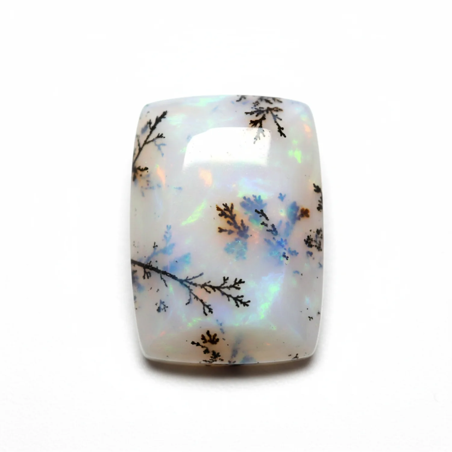 Dendrite Opal 1PC Large 8x12 MM Emerald Cabochon White Polished semi Precious Loose Gemstones - Image 2