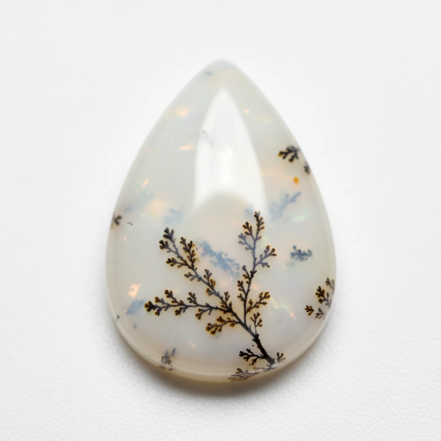 Dendrite Opal 1PC Large 8x12 MM Pear Cabochon White Superior semi Precious Semi Precious Gemstone - Image 2