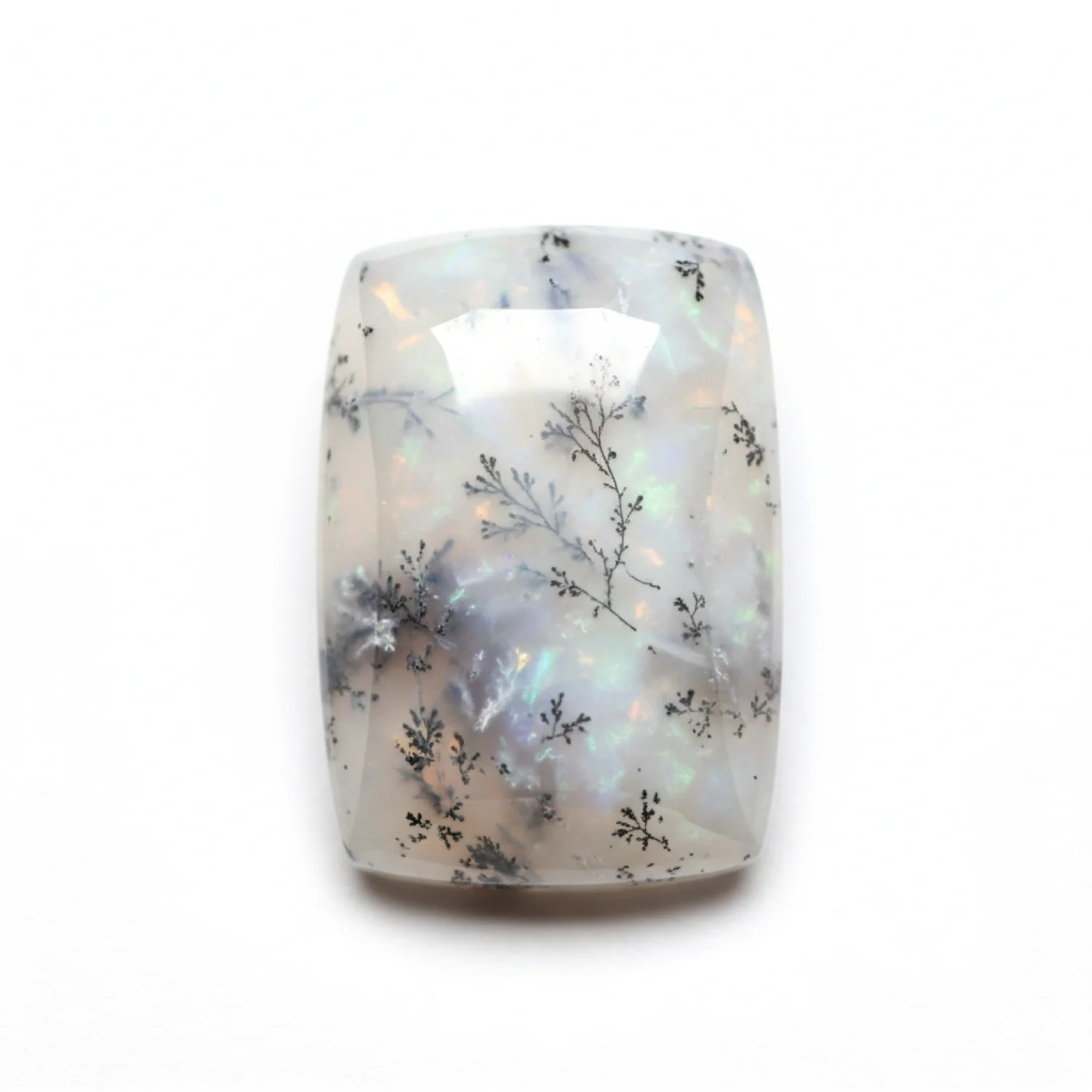 Dendrite Opal 1PC Large 9x11 MM Emerald Cabochon White Sparkling semi Precious Loose Gemstone - Image 2