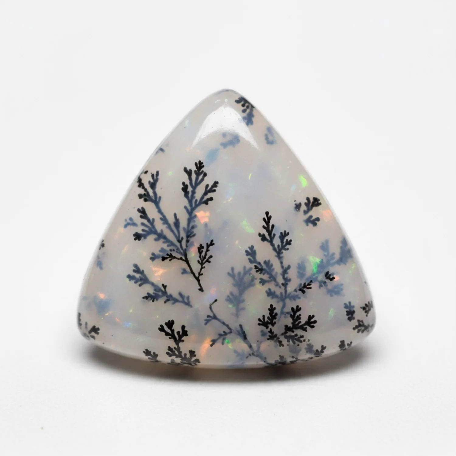 Dendrite Opal 1PC Medium 9x9 MM Triangle Cabochon White Brilliant semi Precious Precious Gemstone - Image 2
