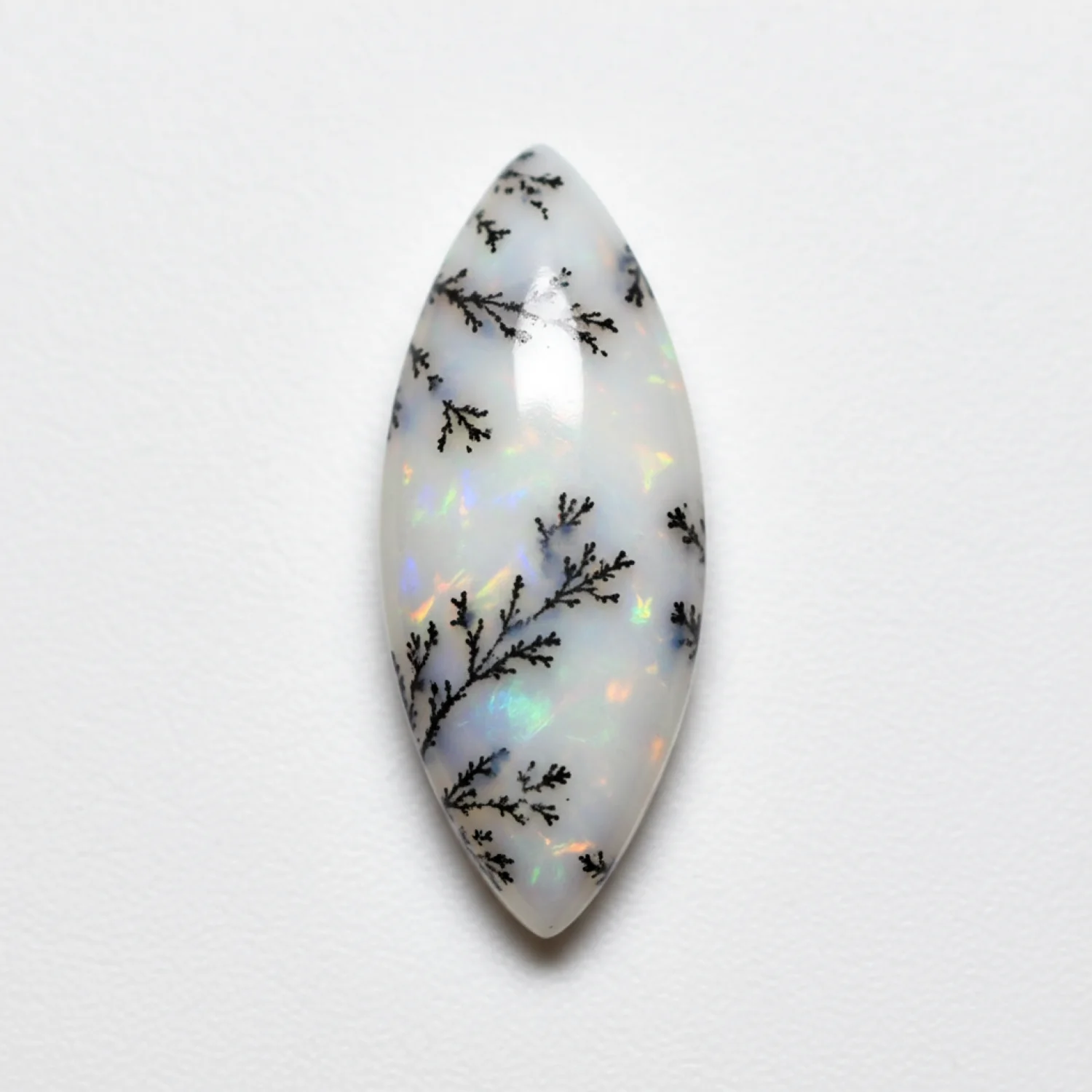 Dendrite Opal 1PC Small 6x12 MM Marquise Cabochon White Pure semi Precious Precious Gemstone - Image 2