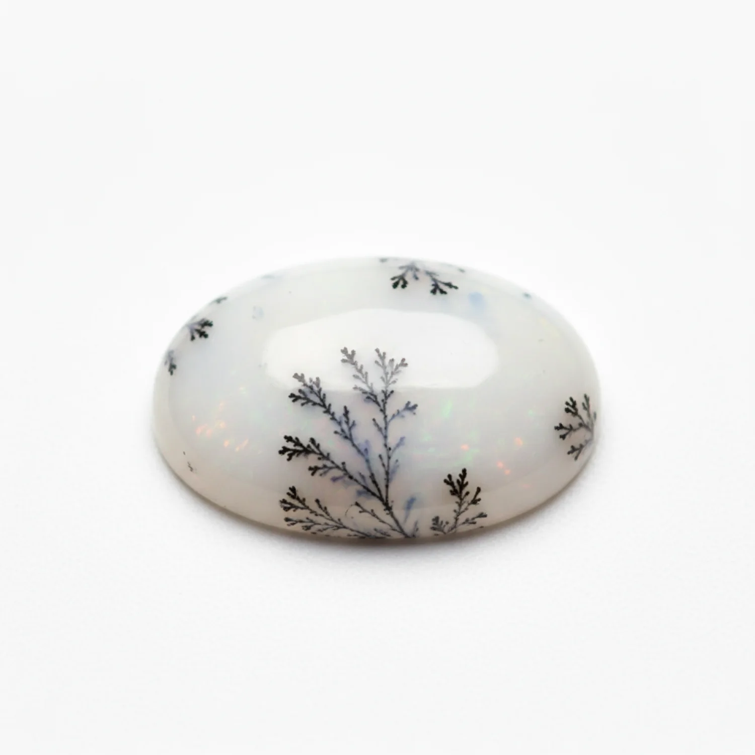Dendrite Opal 1PC Small 6x8 MM Oval Cabochon White Fine semi Precious Semi Precious Gemstone - Image 2