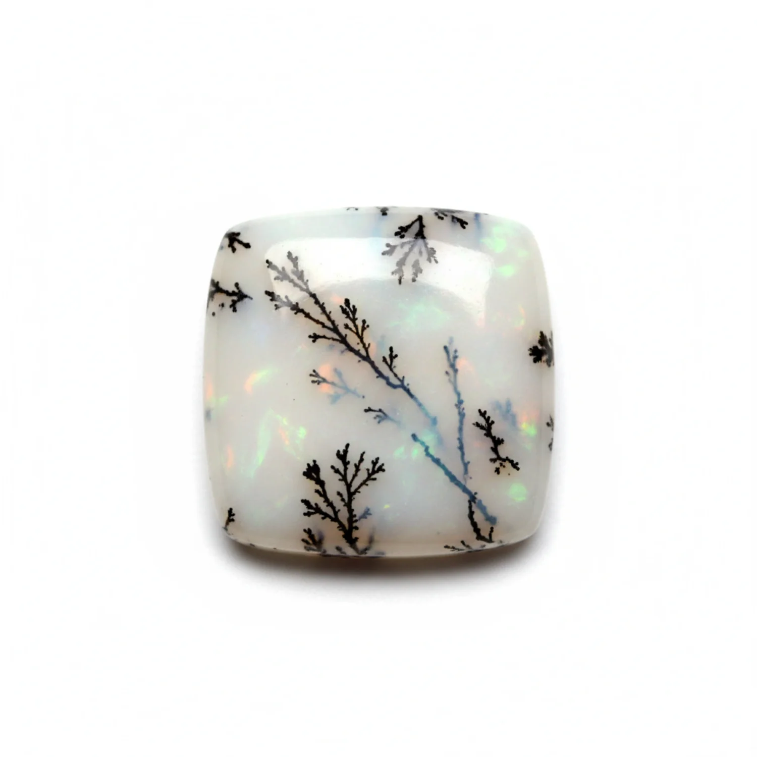 Dendrite Opal 1PC Tiny 6x6 MM Square Cabochon White Polished semi Precious Precious Gemstone - Image 2
