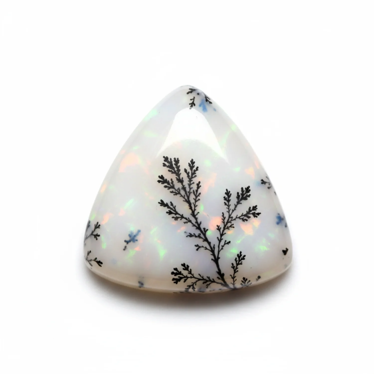 Dendrite Opal 1PC Tiny 6x6 MM Triangle Cabochon White Superior semi Precious Loose Gemstone - Image 2
