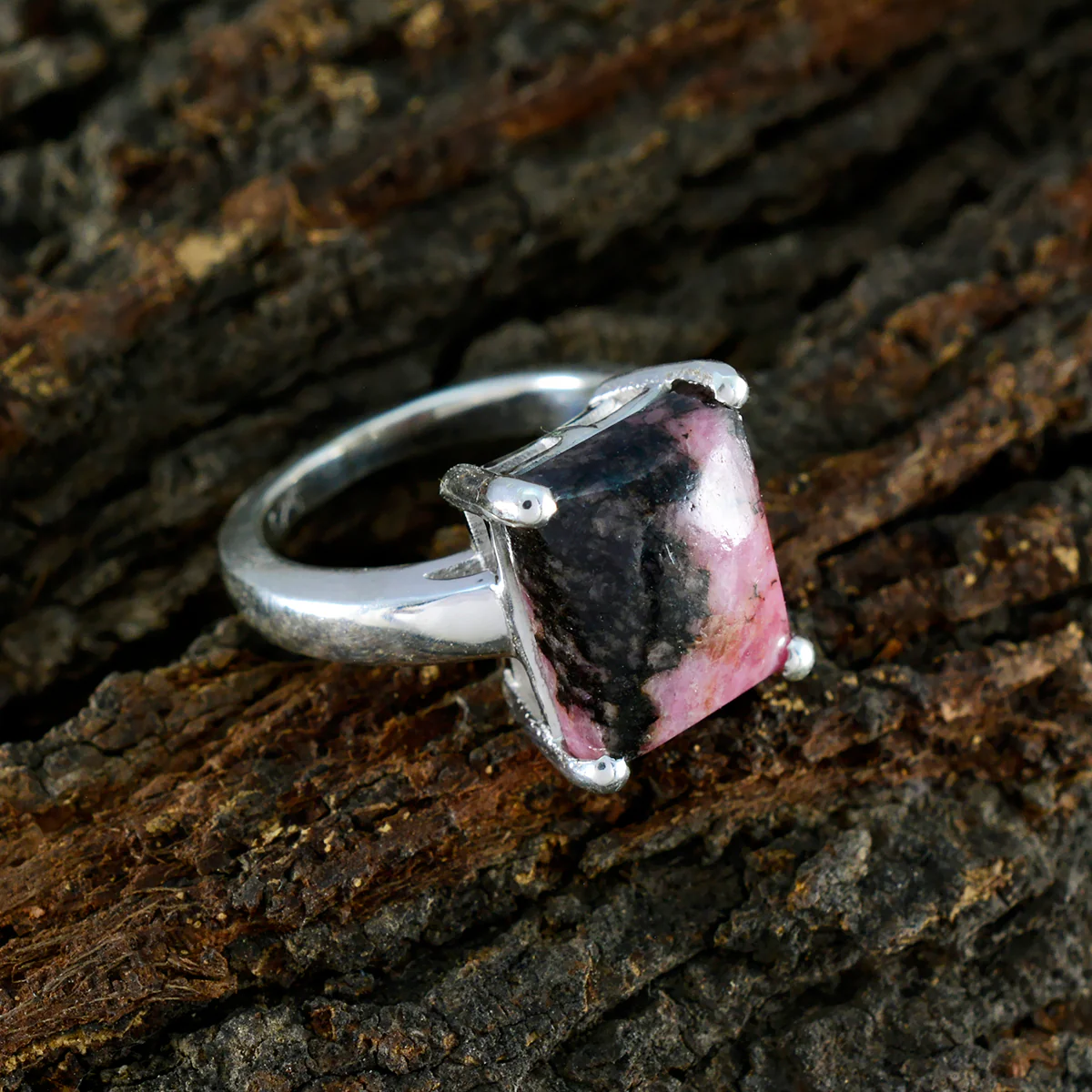 Dendrite Opal Solitaire Moroccan 92.5 Silver Pink Gems Mid-weight Romantic Ring Jewellery - Image 3