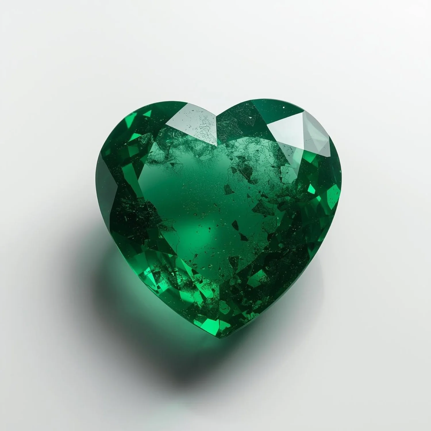 Emerald 1PC Large 10x10 MM Heart Faceted Green Shine Precious Loose Gemstones - Image 2
