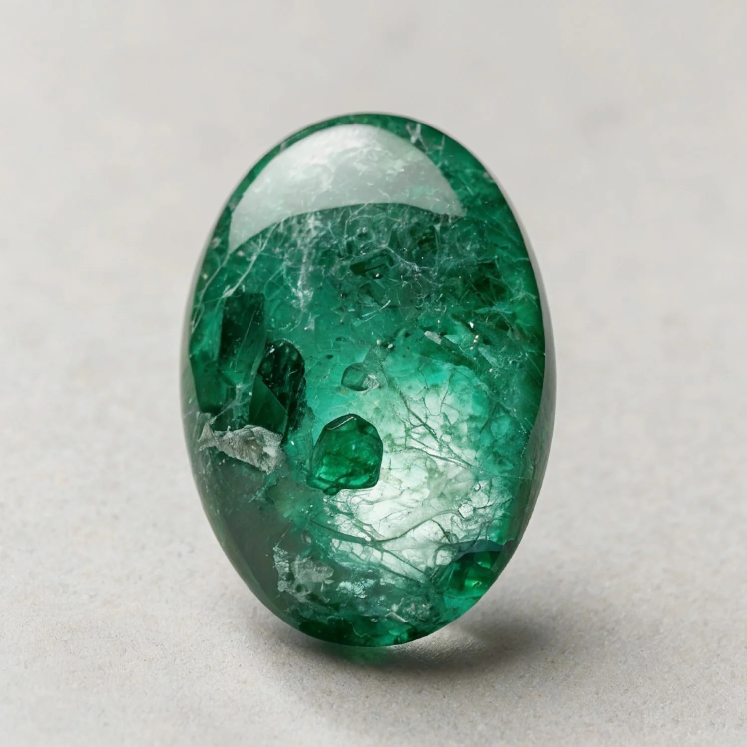 Emerald 1PC Small 7x9 MM Oval Cabochon Green Shine Precious Precious Gemstone - Image 2