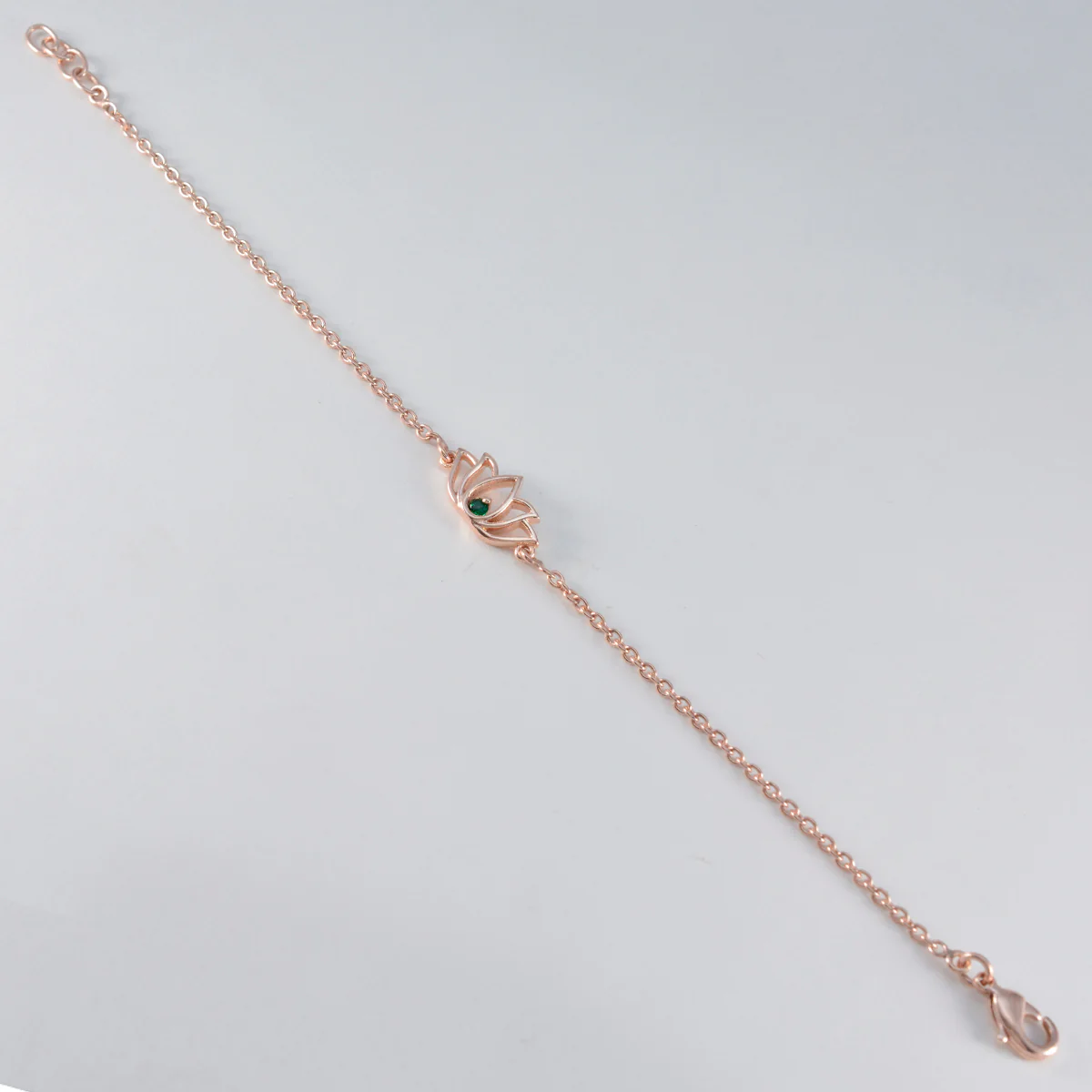 Emerald CZ Australia Day Minimalist Green 925 Silver Chain Bracelet - Image 3